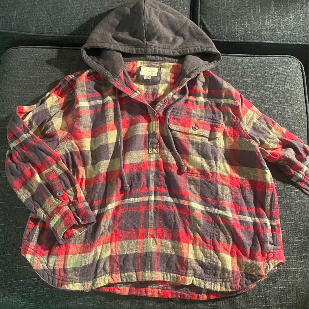 American Eagle hooded flannel shirt, size M